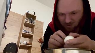 Dirty slave Andreas eating egg and piss - 2 image