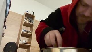 Dirty slave Andreas eating egg and piss - 3 image