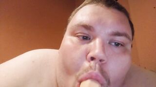 Fat man sucking a dildo - 3 image