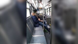Jerking off in public on city bus with cumshot - 6 image
