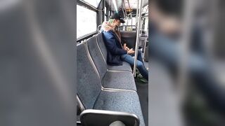 Jerking off in public on city bus with cumshot - 7 image