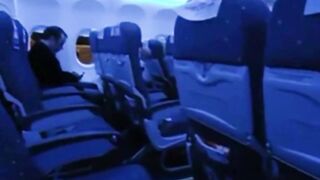 Wanking on airplane seat, PUBLIC EXTREME - 3 image
