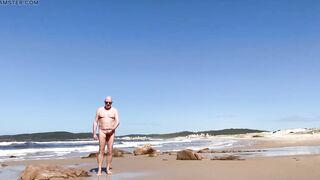Naked, Erect on Samurai Beach Masturbating. - 9 image