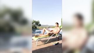 Outdoor Muscle Twink Wank by the Pool - 8 image