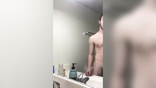 SEXY WHITE TWINK STRIPS AND SHOWS OFF HOLE AND DICK BEFORE SHOWER - 5 image