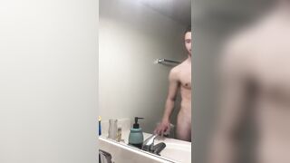SEXY WHITE TWINK STRIPS AND SHOWS OFF HOLE AND DICK BEFORE SHOWER - 7 image