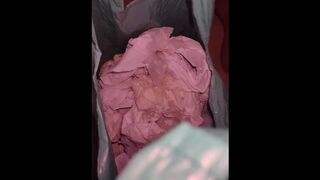 After i finish on the bag. cumshot fetish pre cum ( CUMSHOT WORSHIP