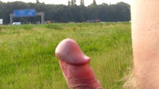 Nudist's boner walk to autobahn - 1 image
