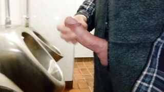 Public Cruising Urinals, Hard Cock Cumming in Onesie Rockard Daddy - 3 image