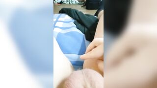 My goddess teaches me how to arch my big penis as much as possible so that she can comfortably sit o