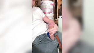 Construction worker solo male masturbation on job site. - 4 image