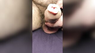 Closeup playing with my foreskin until my very hairy white dick gets hard - 3 image