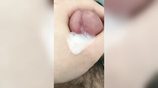 Jacking off. A lot cum