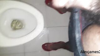 Horny guy pissing in the toilet - 10 image