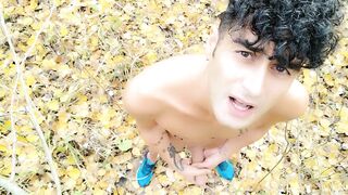 Autumn forest intense jerk off just in sneakers - 3 image