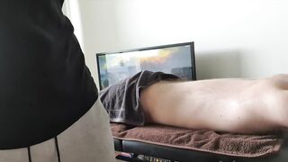 British hairy twink receives first erotic massage with happy ending - 2 image