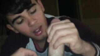 TINY TWINK GIVES AMAZING BJ + TAKES CUM IN MOUTH AND ON FACE - 10 image