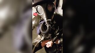 Wetsuit Harness Gasmask Huge Double Cumshot! - 6 image