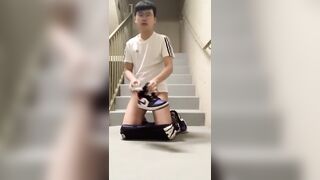 Chinese twink cum on stairs - 10 image