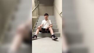 Chinese twink cum on stairs - 2 image
