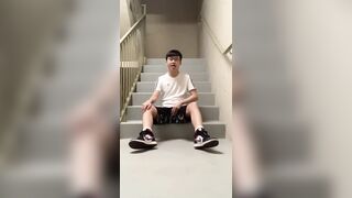 Chinese twink cum on stairs - 3 image