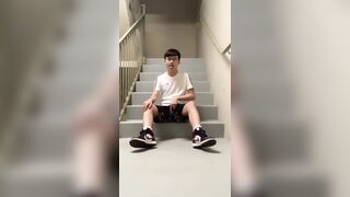 Chinese twink cum on stairs - 4 image