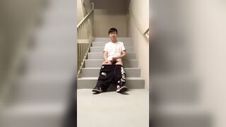 Chinese twink cum on stairs - 5 image