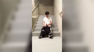 Chinese twink cum on stairs - 6 image