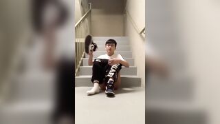 Chinese twink cum on stairs - 8 image