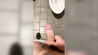 Thick Dicked Twink Cums in Work Bathroom - 3 image