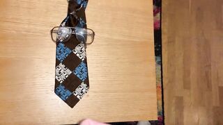 Cum on ugly glasses and ugly tie. - 4 image
