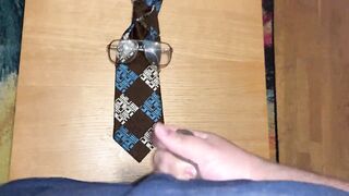 Cum on ugly glasses and ugly tie. - 5 image