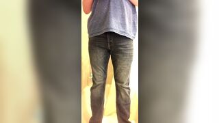 Femboy Tries to Piss Jeans - 1 image