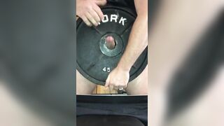 NSFW Grip Strength Training @ The Gym While Humping The Hole Of A 45 Pound Barbell Plate Until I Cum - 5 image