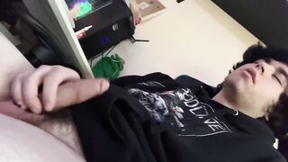 Cute twink ALMOST CAUGHT stroking his cock by ROOMMATE - 4 image