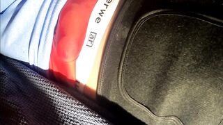 No Hands cumming in red underwear and yoga pants - 2 image