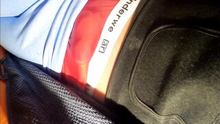 No Hands cumming in red underwear and yoga pants - 3 image