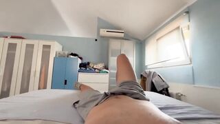Playing with my dick at bed - 2 image