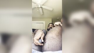 Papa Stretches Asshole With Long Black Vibrator - 5 image
