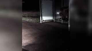 Riding big dildo at the bus station