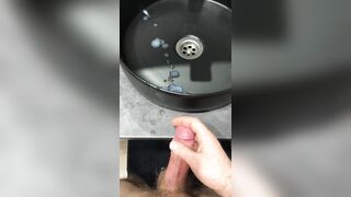 Jerking off a BIG dick in the bathroom! Finished with moans! Lots of CUM! Muscular straight guy! - 10 image