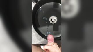 Jerking off a BIG dick in the bathroom! Finished with moans! Lots of CUM! Muscular straight guy! - 9 image