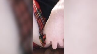 Sissy crossdresser riding BBC dildo - 6 image