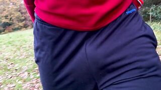 Slowmo of me with my dick flapping under my sweatpants during my morning walk in the woods - 2 image