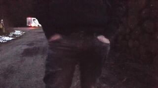 Guy plays with his dick in public and cums [after sunset, low quality] - 7 image