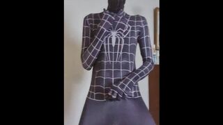 Barely 18 years old in spiderman suit touching himself - 1 image