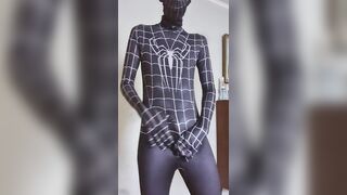 Barely 18 years old in spiderman suit touching himself - 5 image