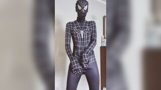 Barely 18 years old in spiderman suit touching himself - 7 image