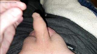 stiff small foreskin cock under the bedcover - 9 image