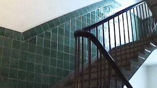 me nude flashing in the stairway - 6 image